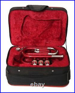 SUMMER SALE! BRAND NEW POCKET TRUMPET RED NICKEL Bb POCKET TRUMPET+FREE CASE