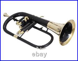 SUMMER SALE Brand New Black Brass Finish Bb Flugel Horn with Free Case+M/P