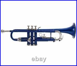 SUMMER SALE! Trumpet Brand New BLUE Nickel COLOUR Bb Flat Free Case+M/P