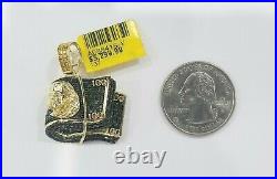 Sale 10K Yellow Gold Genuine Diamond Pendant Money Cash Benjamin 100 $ Bill 1 C
