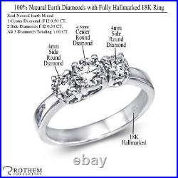 Sale 1.00 CT F I2 Round 3 Stone Diamond Engagement Ring 18K White Gold 54642211