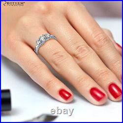 Sale 1.01 CT F I2 Round 3 Stone Diamond Engagement Ring 18K White Gold 21154640