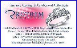 Sale 1.80 CT E I1 Round 3 Stone Diamond Engagement Ring 18K White Gold 01053321