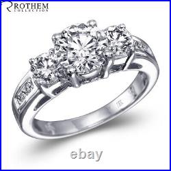 Sale 1.89 CT D SI1 Round 3 Stone Diamond Engagement Ring 18K White Gold 01051927