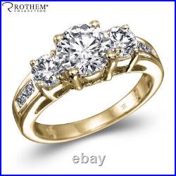 Sale 2.05 CT SI2 Round 3 Stone Diamond Engagement Ring 18K Yellow Gold 01153629