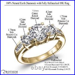 Sale 2.30 CT I2 Round 3 Stone Diamond Engagement Ring 18K Yellow Gold 01154041