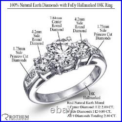 Sale 2.80 CT I I2 Round 3 Stone Diamond Engagement Ring 18K White Gold 01052499