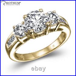 Sale 2.88 CT I1 Round 3 Stone Diamond Engagement Ring 18K Yellow Gold 52491011
