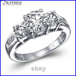 Sale 2.95 CT G I1 Round 3 Stone Diamond Engagement Ring 18K White Gold 01052501