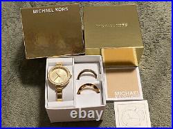 Sale Brand New Michael Kors Carey Gold Tone Watch with2 Extra Top Rings SRP $275