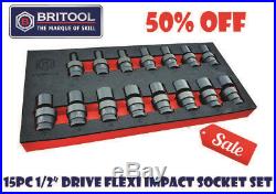 Sale Britool Hallmark 1/2 Drive Flexi / Uj Impact Socket Set 10-24mm