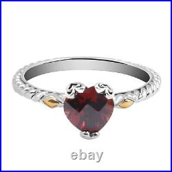 Sale Garnet Heart Shape Solitaire Woman Ring in 925 Sterling Silver
