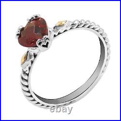 Sale Garnet Heart Shape Solitaire Woman Ring in 925 Sterling Silver