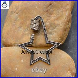 Sale! Genuine Pave Diamond Star Clasp Lock 925 Solid Silver Lobster Lock Jewelry