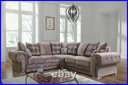 Sale Luxury Verona Sofa Large Fabric Corner Sofa, 3+2 Str, Footstool Mink