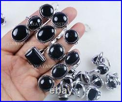 Sale Natural 25 PCs Black Onyx Silver Plated Mix Shape Designer Ring Jewellery