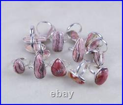 Sale Natural 25 Pieces Lot Pink Rhodochrosite Silver Plated Bezel Ring Jewellery