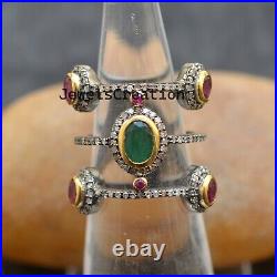Sale! Natural Emerald Gemstone Ring Ruby 925 Silver Jewelry Valentine's Gifts