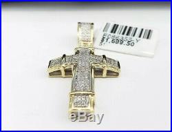 Sale Real 10K Yellow Gold Genuine Diamond Bling Ice Cross Pendant Charm Men Man