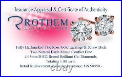 Sale Real Diamond Stud Earrings 1.00 Karat Rose Gold SI2 51139355