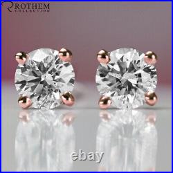 Sale Real Diamond Stud Earrings 1.40 Karat Rose Gold I1 53493355