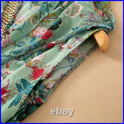 Sale wholesale Holiday runway V-neck Short sleeves Beads new dresses Floral