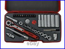 Teng Tools Sale 36 Pce 1/4 Drive Sockets Deep Ratchet Tool Kit Metric