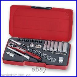Teng Tools Sale 36 Pce 1/4 Drive Sockets Deep Ratchet Tool Kit Metric