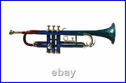Trumpet BRAND NEW BLUE GREEN RED BRASS FINISHED BB KEYS BLACK FRIDAY SALE
