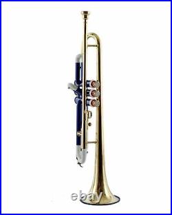 Trumpet BRAND NEW BLUE WHITE BRASS FINISHED BB KEYS TRUMPET BLACK FRIDAY SALE