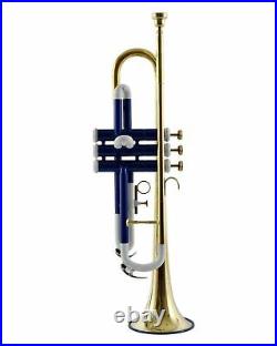 Trumpet BRAND NEW BLUE WHITE BRASS FINISHED BB KEYS TRUMPET BLACK FRIDAY SALE