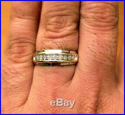 Two Tone White and Yellow Gold Mens Wedding Anniversary Diamonds Ring Band SALE