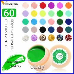 VENALISA 60 Solid Colors Paint Gel Nail Art Designs 2021 Hot Sale Soak Off LED