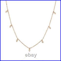Valentine Day Sale 0.5ct Natural Diamond Chain Necklace 18k Rose Gold Jewelry