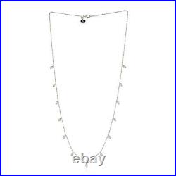 Valentine Day Sale 0.89ct Diamond Chain Necklace 18k White Gold Handmade Jewelry