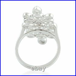 Valentine Day Sale Bezel Set Diamond Statement Long Ring 18k White Gold Jewelry