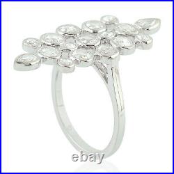 Valentine Day Sale Bezel Set Diamond Statement Long Ring 18k White Gold Jewelry
