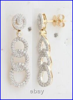 Valentine Day Sale Natural Diamond Drop/Dangle Earrings 18k Yellow Gold Jewelry