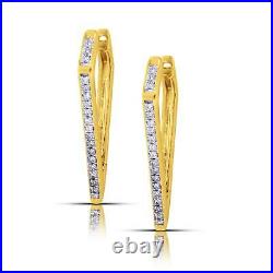 Valentine Sale 0.22ct Natural Diamond Huggie Earrings 18k Yellow Gold Jewelry