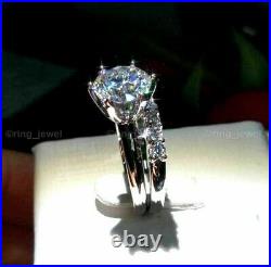 Valentine Sale 2.50Ct Round Moissanite Bridal Set Engagement Ring 14k White Gold