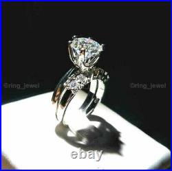 Valentine Sale 2.50Ct Round Moissanite Bridal Set Engagement Ring 14k White Gold