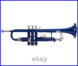 WEEKEND SALE Brand New Brass Blue Bb FLAT Trumpet Free Case+Mouthpiece