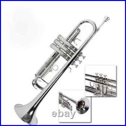 WEEKEND SALE Brand New Brass Nickle Bb FLAT Trumpet Free Case+Mouthpiece