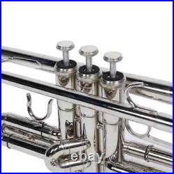 WEEKEND SALE Brand New Brass Nickle Bb FLAT Trumpet Free Case+Mouthpiece