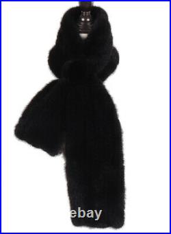Women's Brand New Black Mink Fur Scarf Knitted SALE