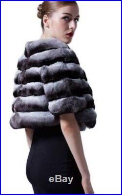 Women's Sz 8 Brand New Genuine Real CHINCHILLA Fur Bolero Jacket Coat SALE