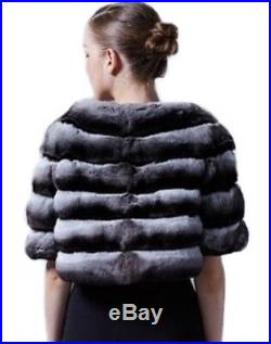 Women's Sz 8 Brand New Genuine Real CHINCHILLA Fur Bolero Jacket Coat SALE