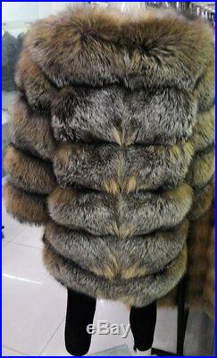 Women's Sz S Brand New Natural Silver & Red Fox Fur Coat CLEARANCE SALE